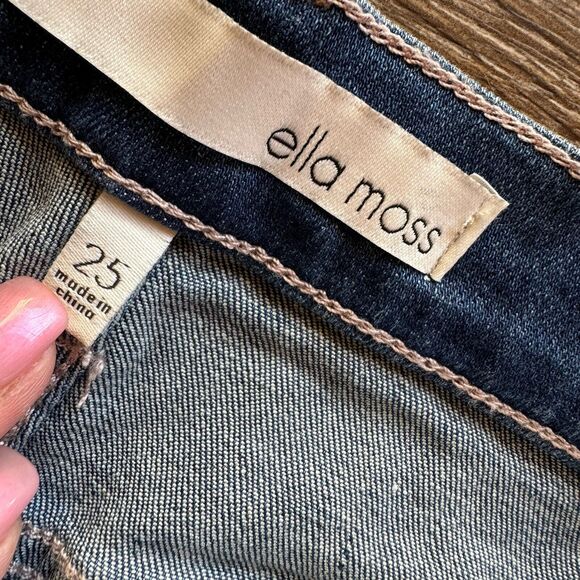 Ella Moss Juniors High Waist Straight Leg Ankle Blue Jean Size 25 Embroidered - Picture 8 of 10